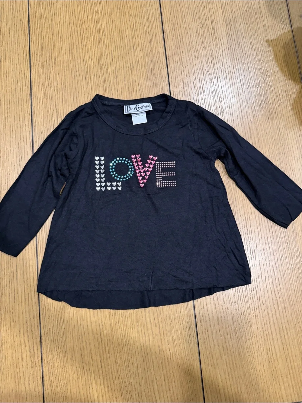 Dori Creations Black Long-Sleeve 'LOVE' Tee with Colorful Studs